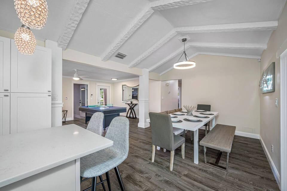 More than 8 people are coming over? We have stools on the kitchen island where others can still sit and enjoy their meals without feeling away from everyone! Don't hesitate to send us a message as soon as possible!