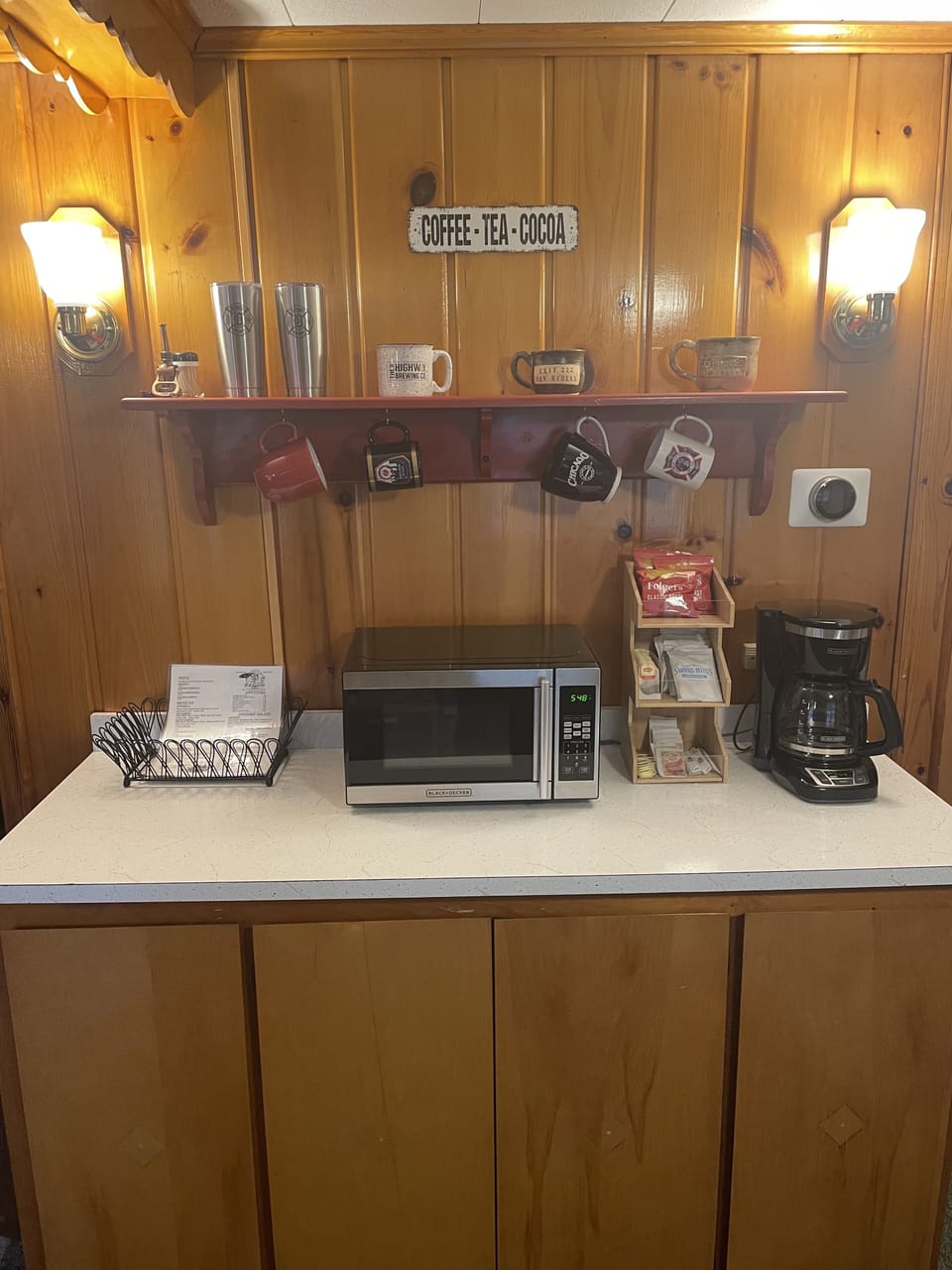The coffee bar will have your basics available during your stay.
