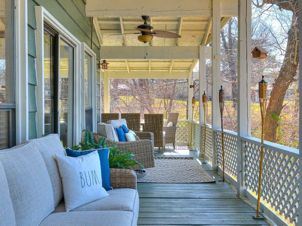 Plenty of seating outside w/ dining for 8 to enjoy lake views w/ sandy beaches