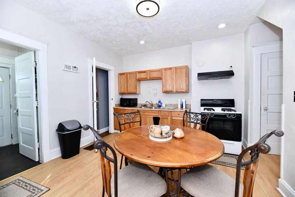 Appliances and fully stocked kitchen essentials are available for your use.