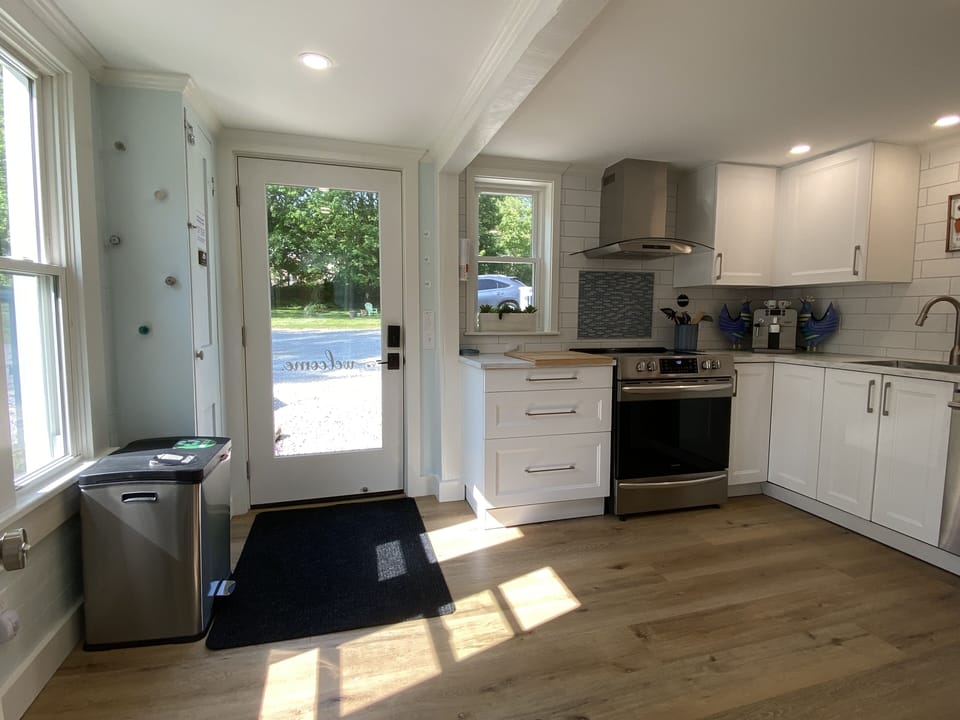 All NEW kitchen, western sunny exposure overlooking a flower & herb garden.