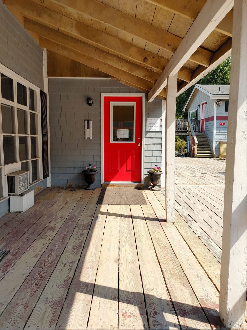 Door to Apartments and lockboxes