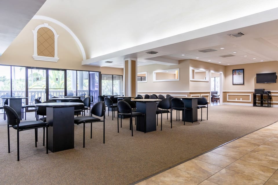 Host casual meetups in the spacious shared lounge-style room.