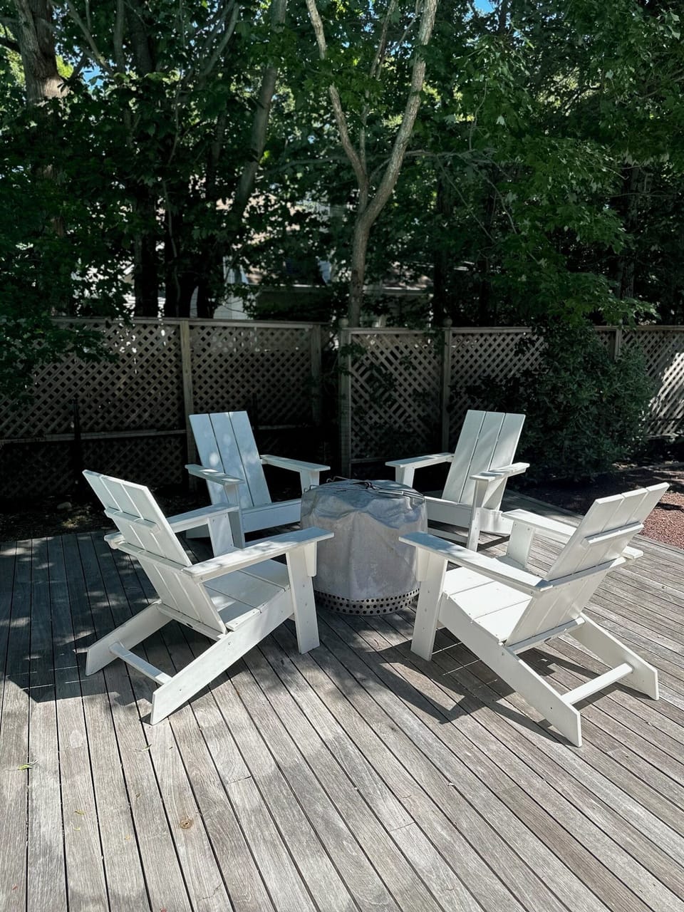 Fire pit and adirondak chairs