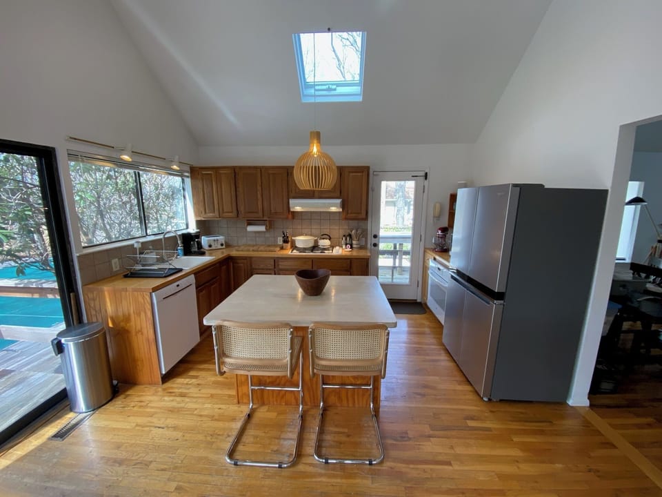 Kitchen with brand new fridge and appliances