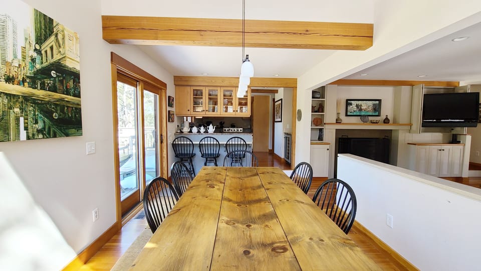 Large dining table with seating for eight