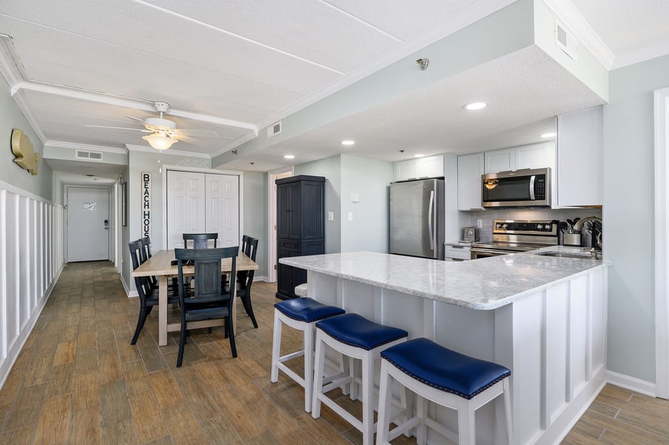 Gorgeous open kitchen and dining will make meal times a breeze