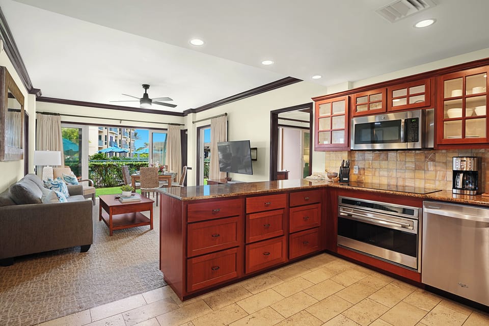 H104 Kitchen Island and Living Room