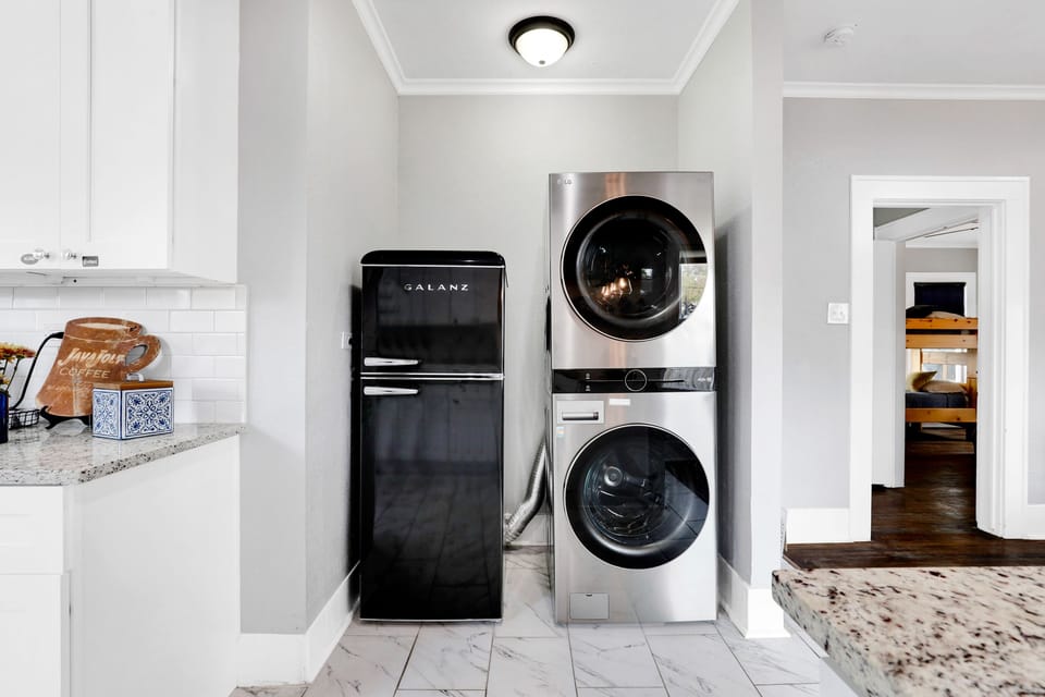 Free washer and dryer for your convenience. Laundry soap is provided. The washer and dryer are part of the San Antonio Suite when guests rent only a sub-unit of the entire home.