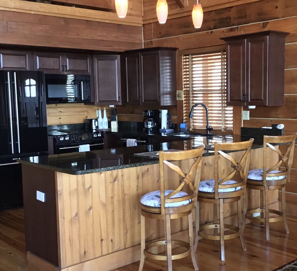 Bar seating in the kitchen