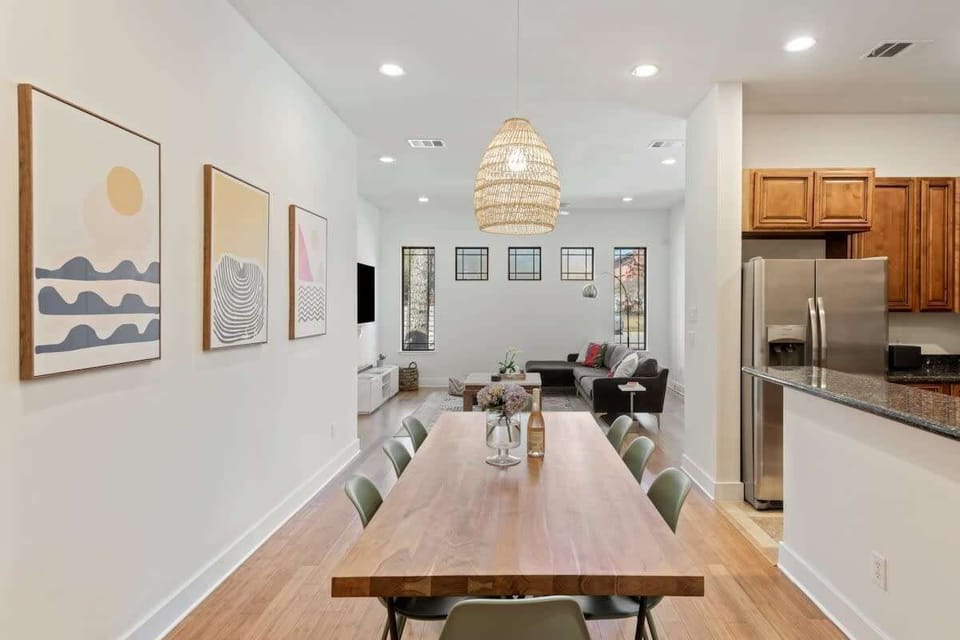 Open layout dining and living areas