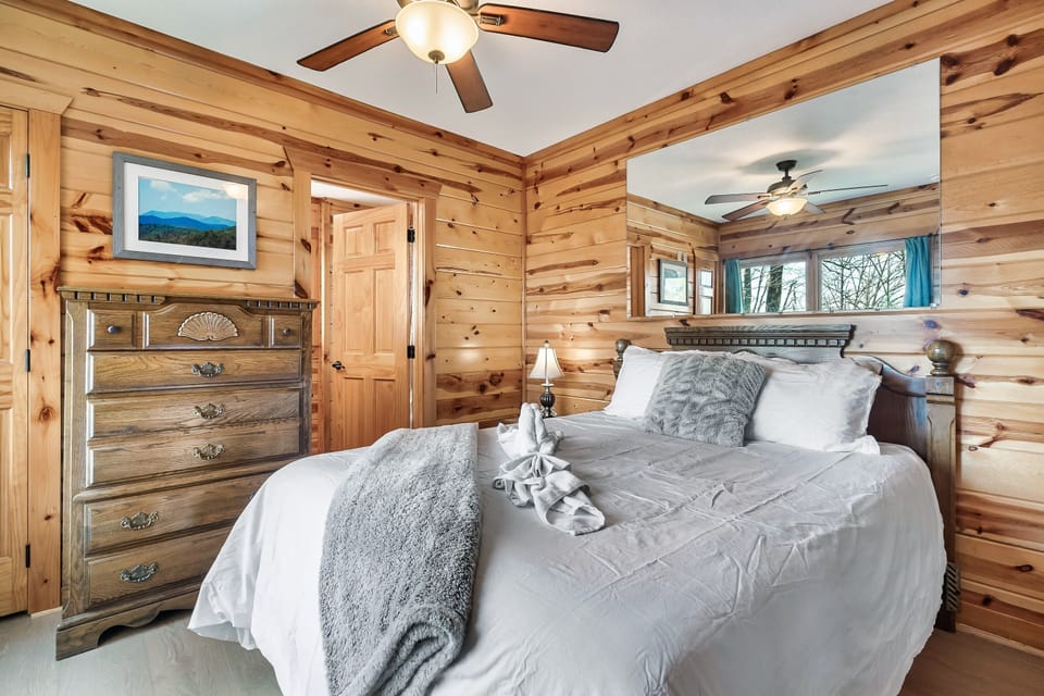 Lower level queen bedroom with attached bathroom