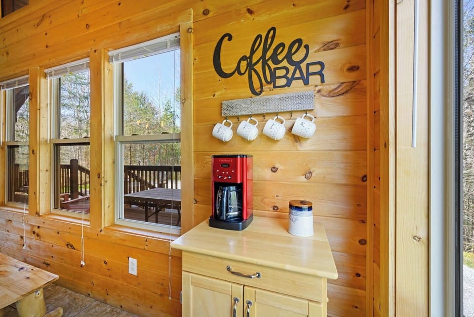 Coffee, anyone? Enjoy a cup of Joe in the mornings on the front porch.
