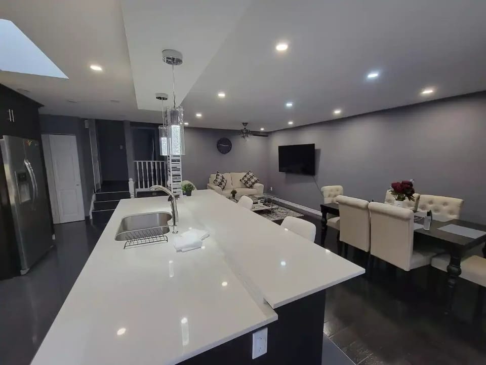 Open concept kitchen and living room.