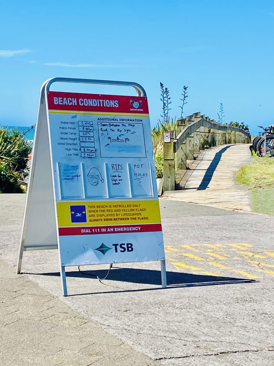 Kiosk cafe. Life guards . Walkway . Too easy.