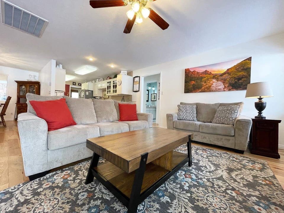 After dinner, why not sink into one of the inviting couches in the upstairs living room and get cozy?