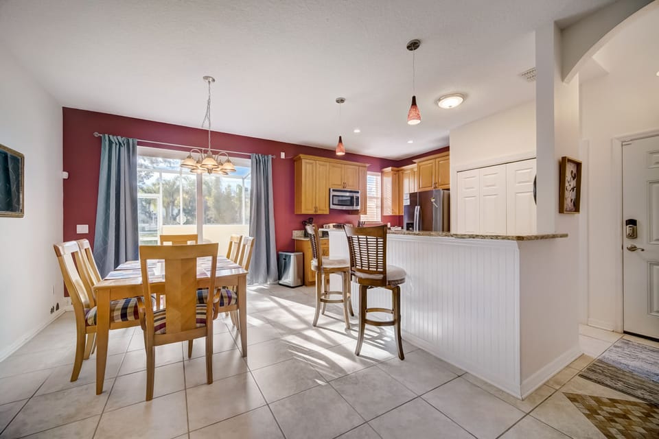 View of the kitchen, dining area from the living room
