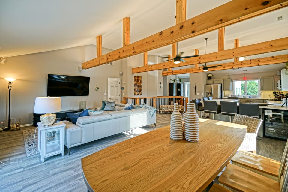 View from the dining area across the room.