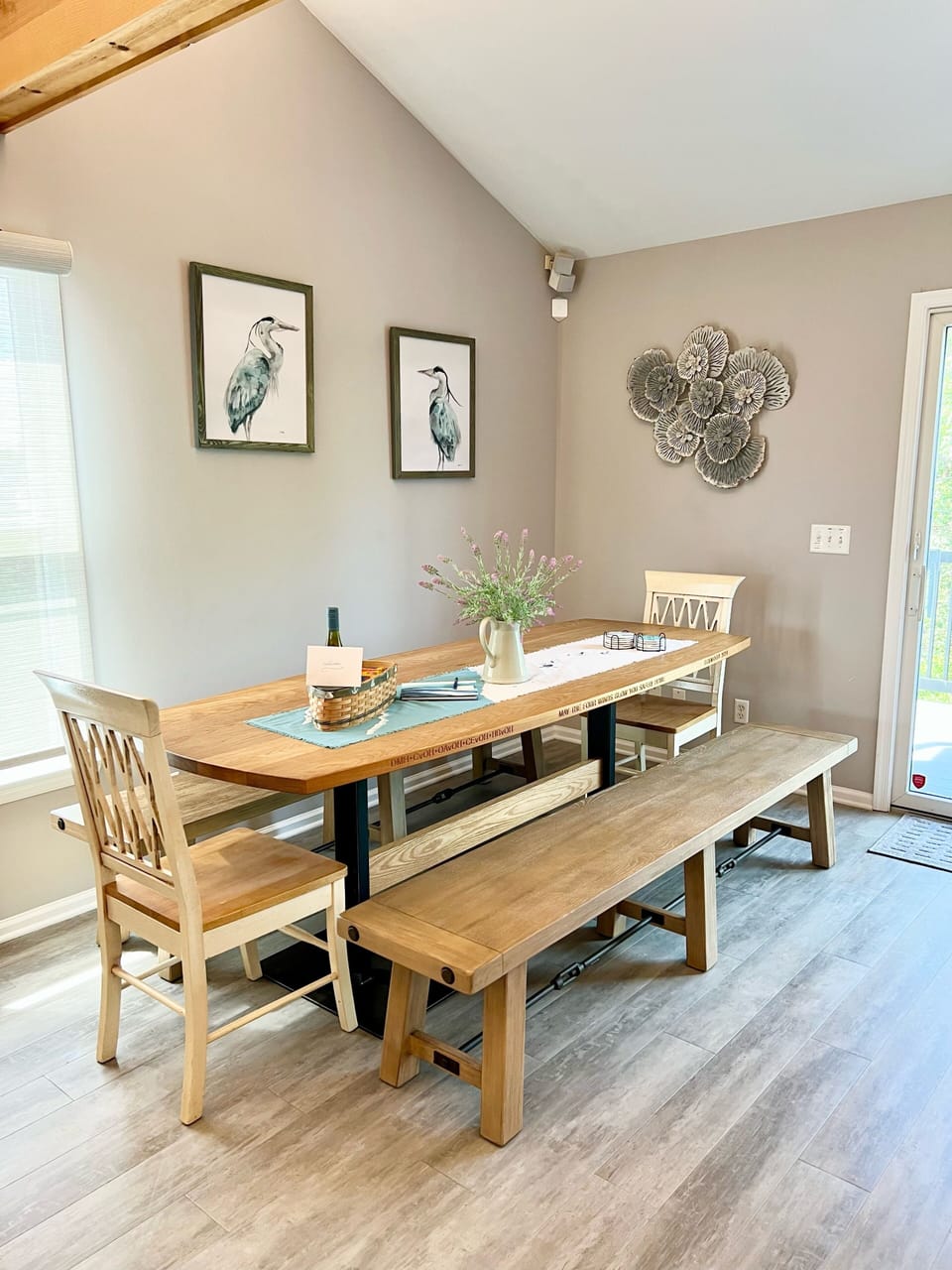 Close-up of the finished dining area.