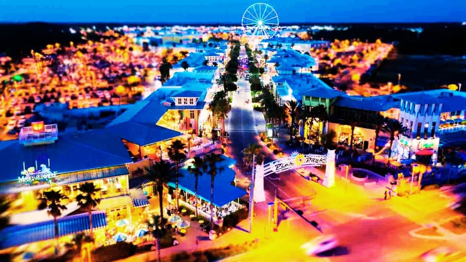 Pier Park is a newly built family lifestyle and entertainment center with shops, restaurants, ferris wheel, and movie theater.