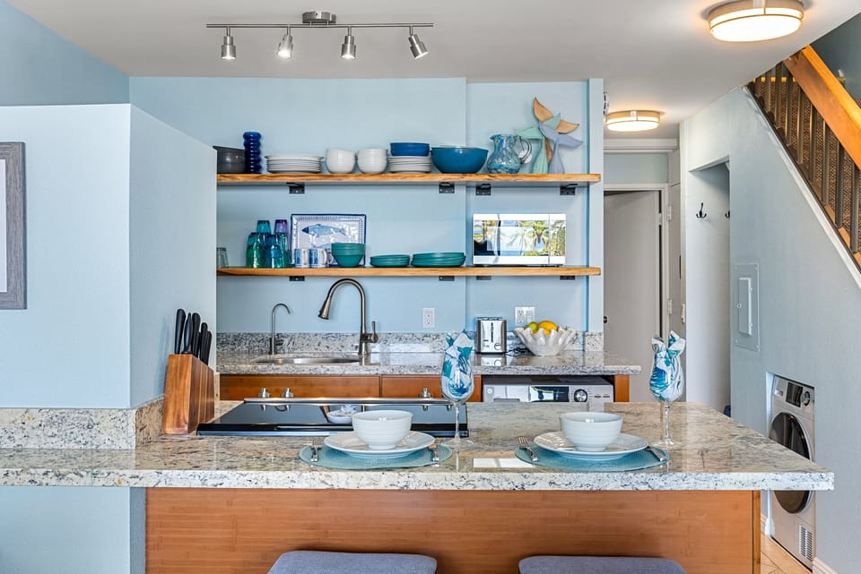 Functional kitchen space ideal for family meals and entertaining.