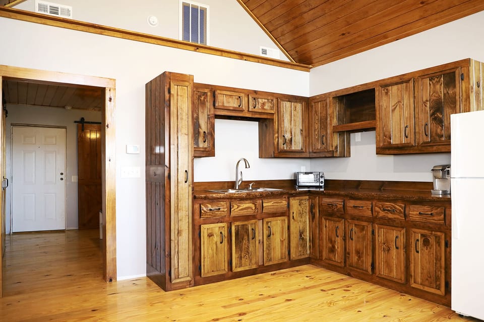 Kitchen with handmade Artisan all wood Cabinets.