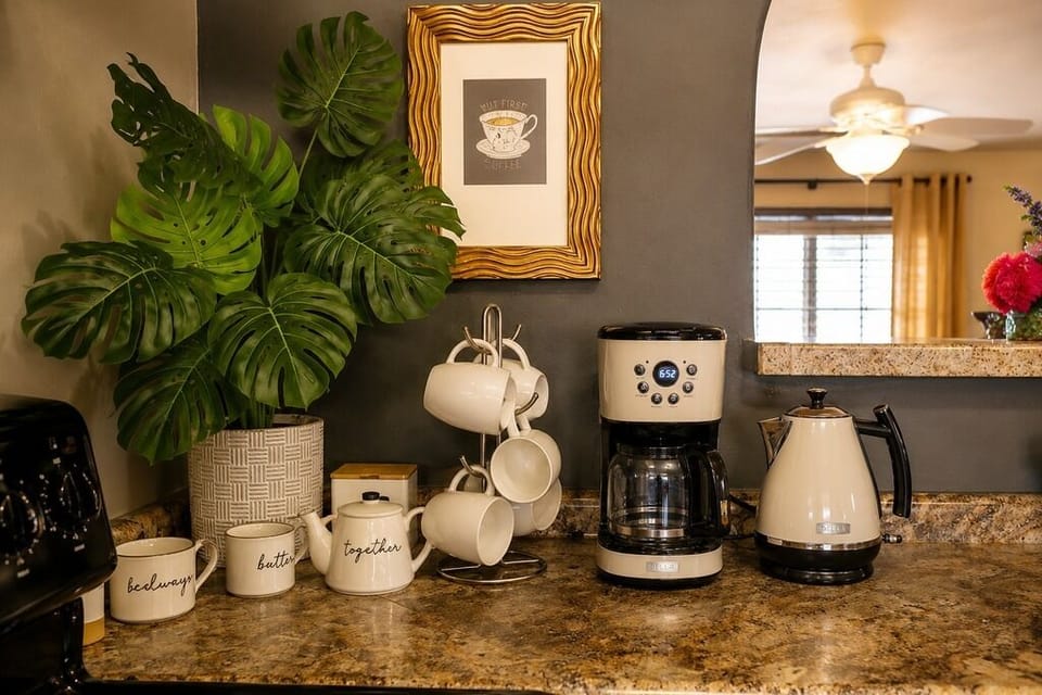 Start your morning at the dedicated coffee station.