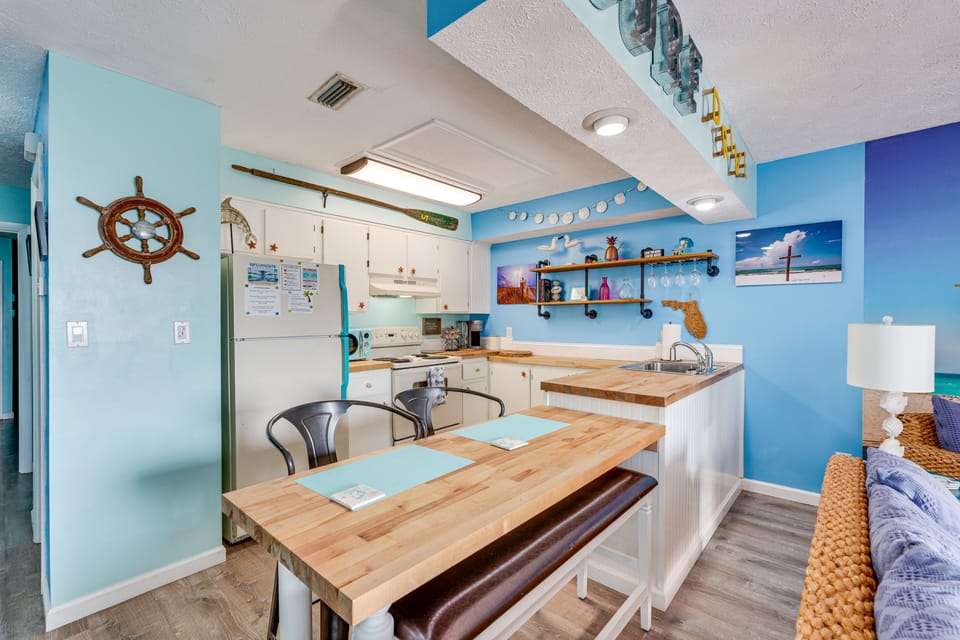 Kitchen | Walk to Beach, Restaurants & Family Fun Center