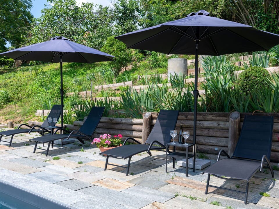 Table, Sky, Furniture, Tableware, Building, Interior Design, Outdoor Furniture, Porch, Shade, Chair