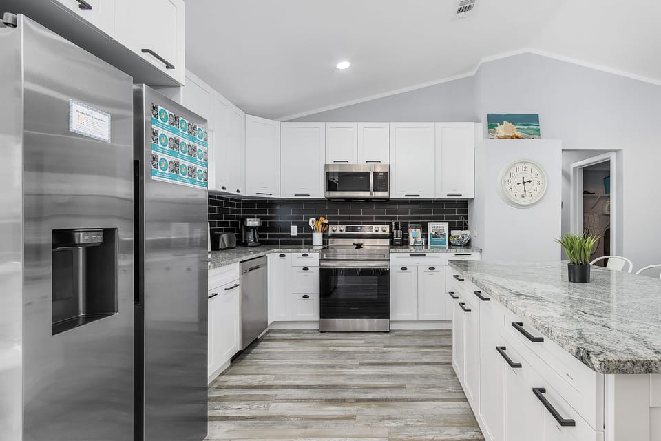 Enjoy a full kitchen with nearly everything you'll need to prepare all your meals.