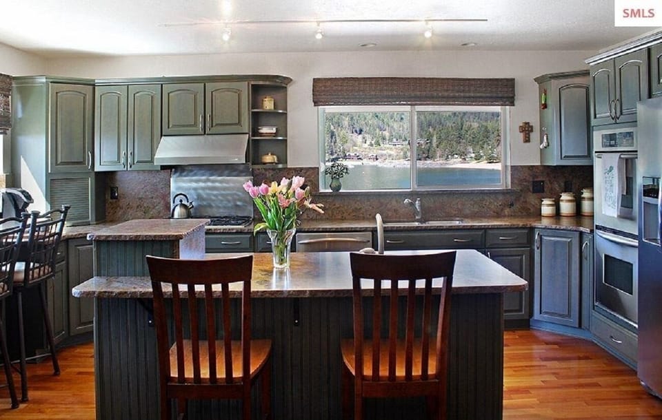 Sit at the island...