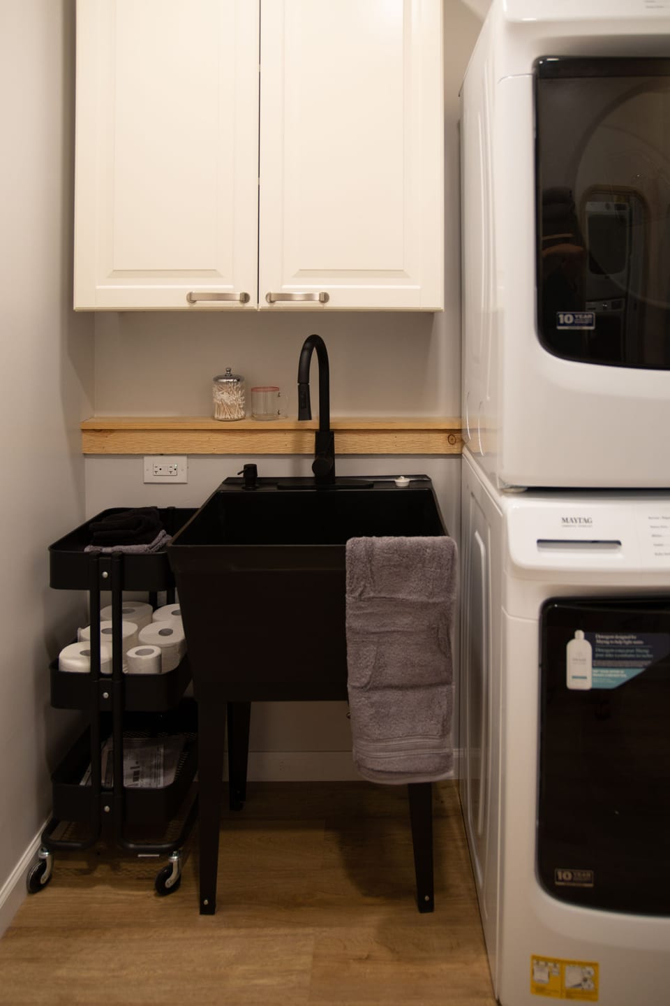 Full size washer and dryer available for guest use in bathroom. 