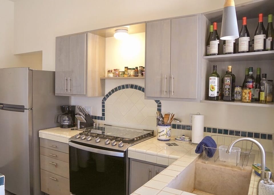 Gas stove top.