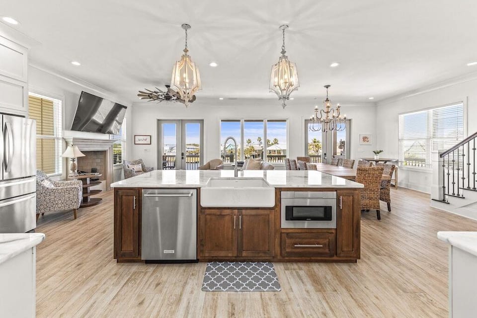 Kitchen and Living Area with Water View