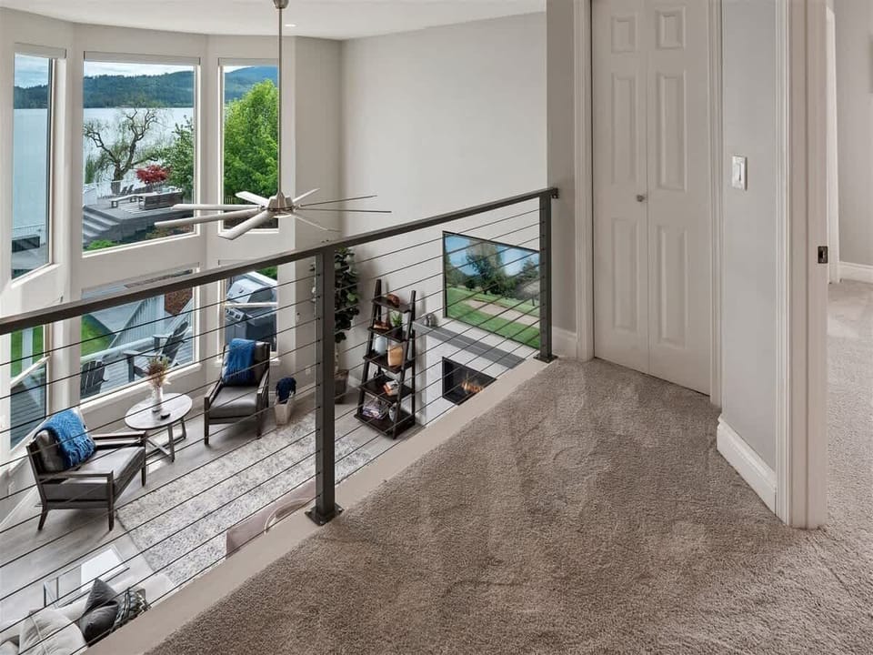 Upstairs view looking down to the living area 