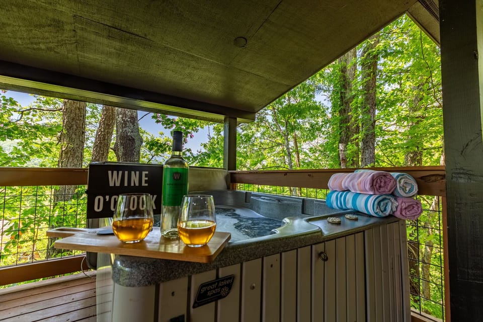 Relax in the Hot Tub among the trees!