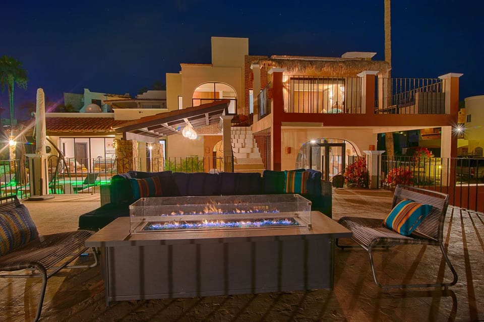 Night by the outdoor fire place