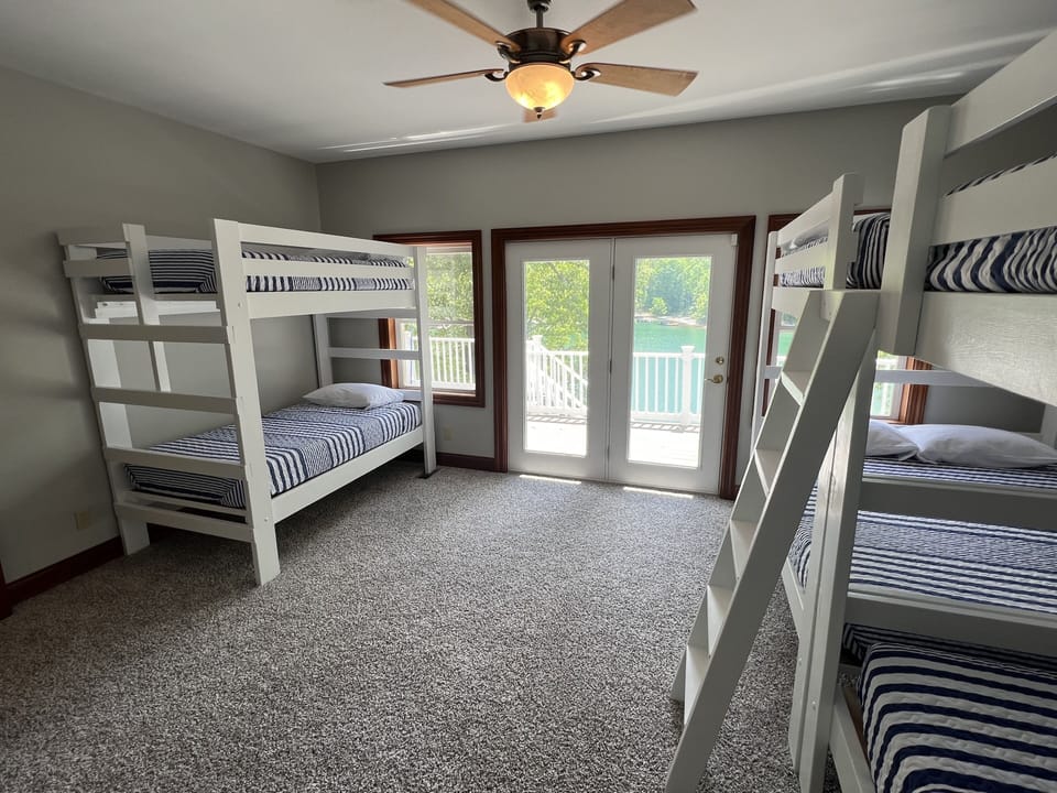 Main Level Bunk Room - 2 Queen over Queen Bunks & 1 Twin over Twin Bunk
