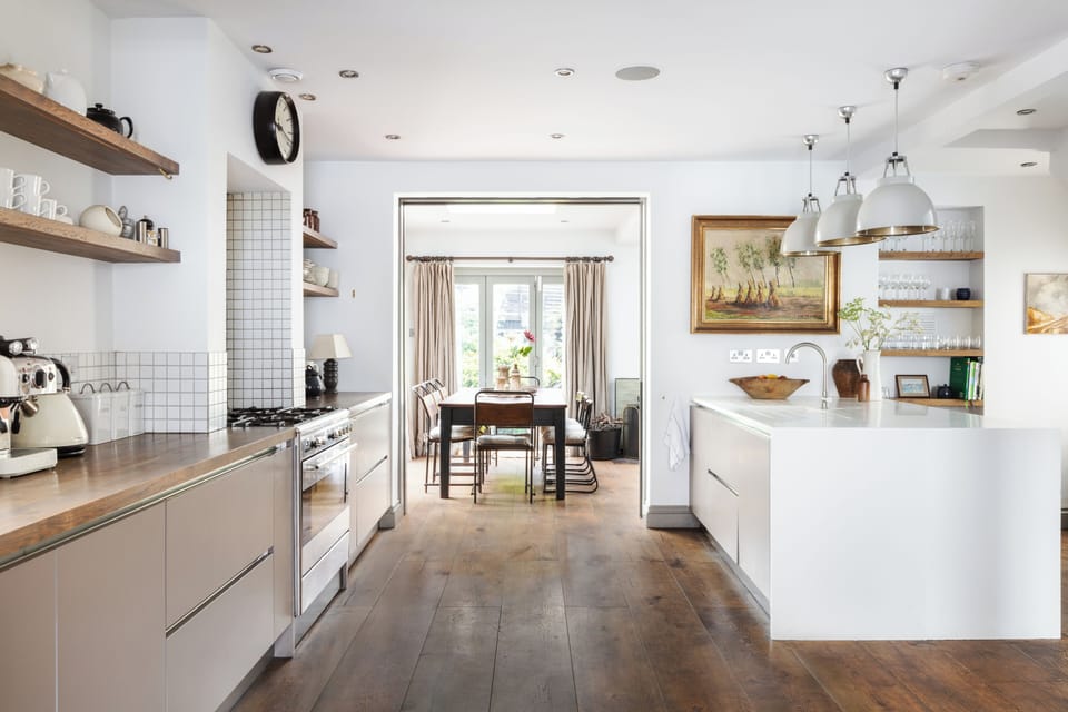 Kitchen leading to dining area