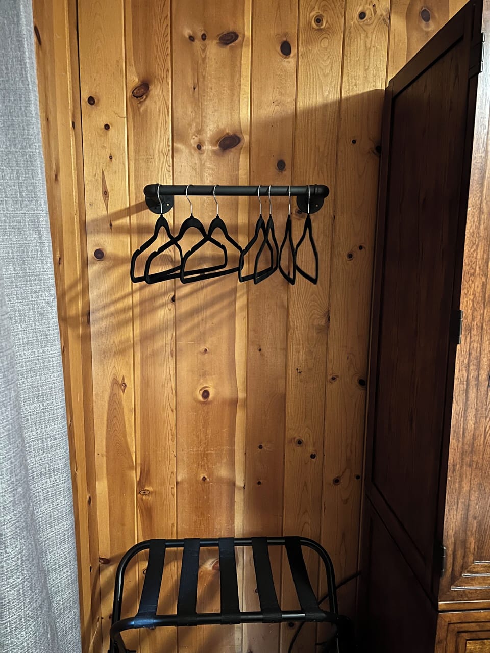 Each bedroom has garment rod for anything that needs to be hung up.