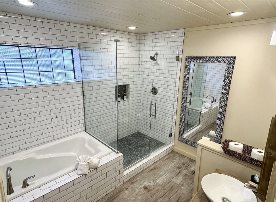 Serene bathroom oasis for ultimate relaxation.