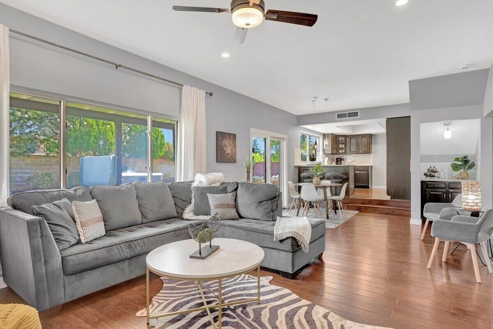 The living room seating is comfortable and inviting