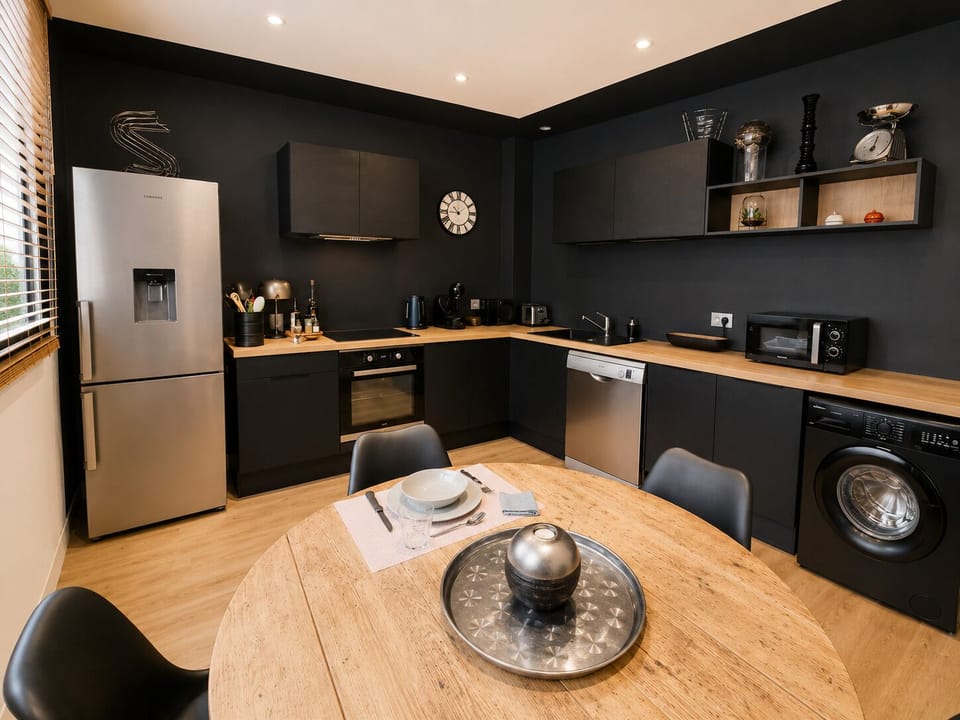 Well-equipped open plan kitchen