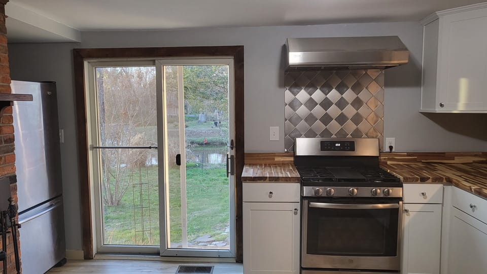 kitchen with a view of river