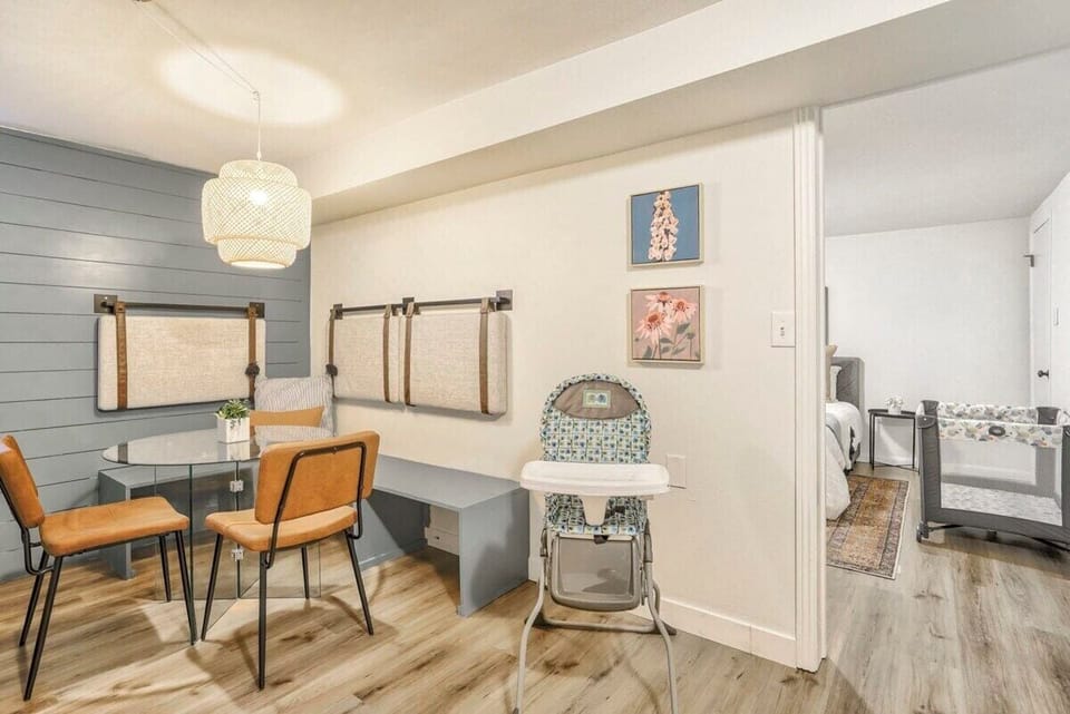 Traveling with little ones can be hard enough, so we do provide a high chair and pack n play to make it easier!