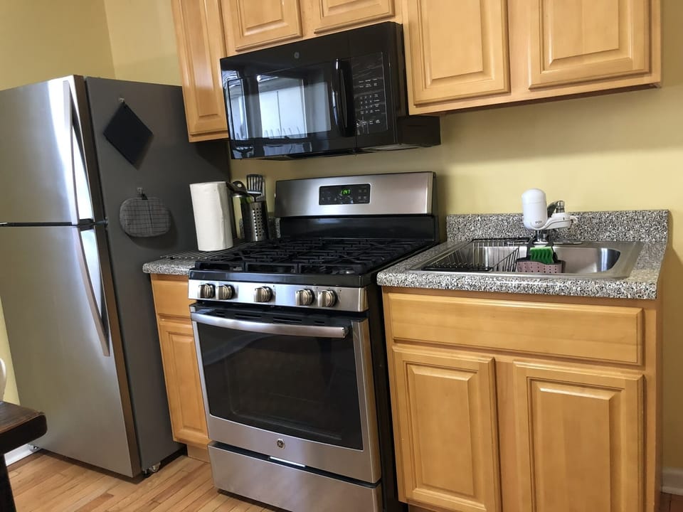 Unit two, full kitchen with dishwasher. 