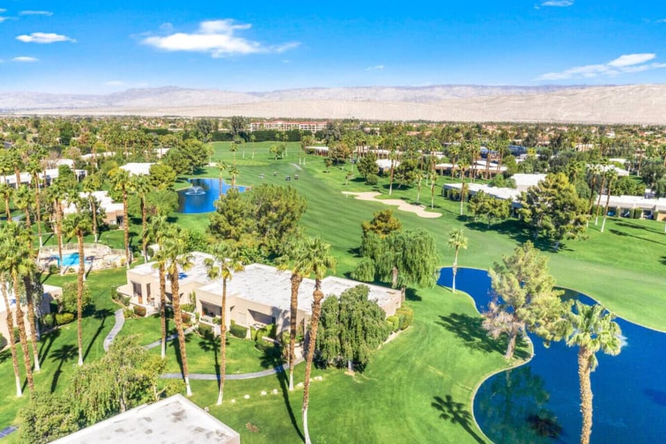 Bird`s eve view to where the pool and nearest golf hole from the unit