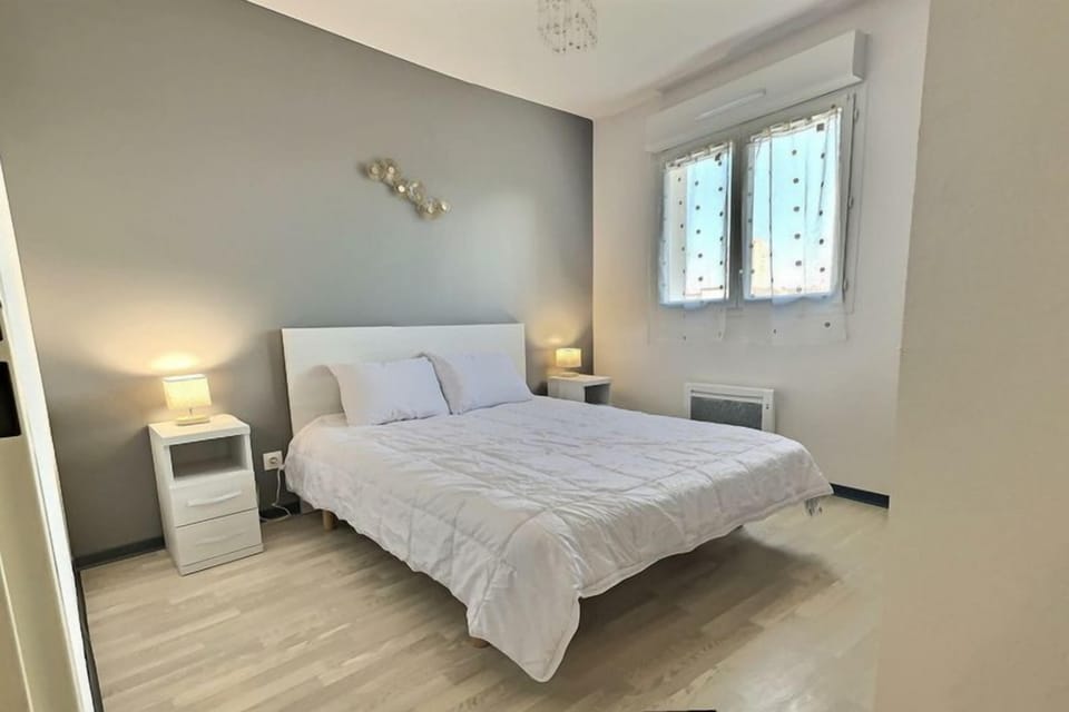 Relax on the comfy bed after a day outside.