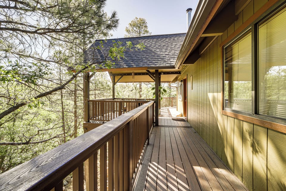 Deck | Outdoor Dining | Forested Views