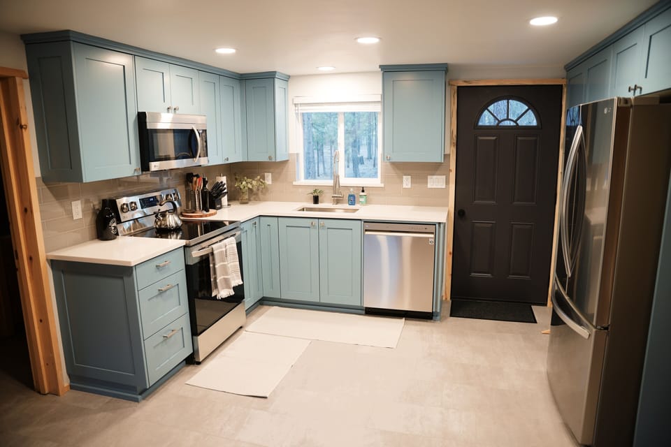 Kitchen with stainless steel appliances